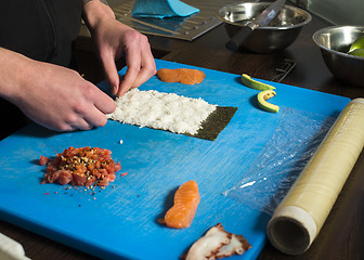 Image showing Sushi in sushi bar