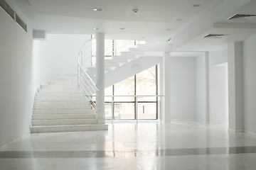 Image showing Interior of a building with white walls