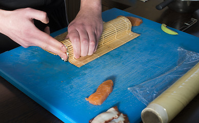 Image showing Sushi in sushi bar