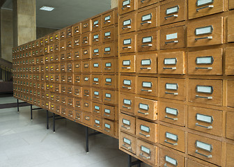 Image showing Old archive with drawers