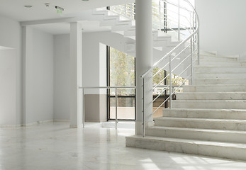 Image showing Interior of a building with white walls