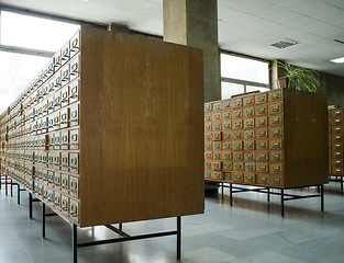 Image showing Old archive with drawers