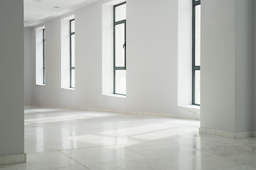 Image showing Interior of a building with white walls