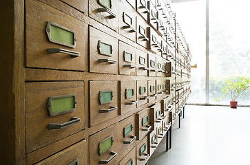 Image showing Old archive with drawers