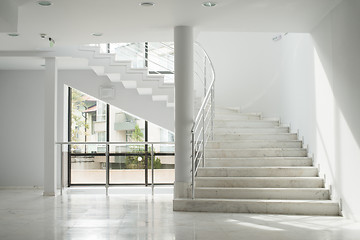 Image showing Interior of a building with white walls