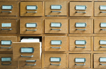 Image showing Old archive with drawers