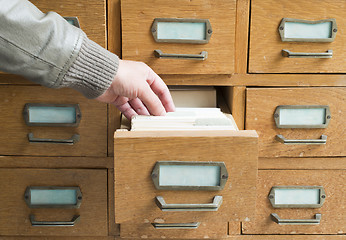 Image showing Old archive with drawers