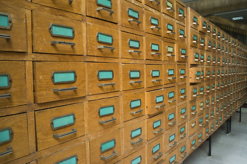 Image showing Old archive with drawers