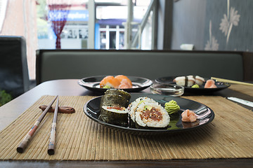 Image showing Sushi in sushi bar