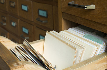 Image showing Old archive with drawers