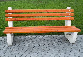 Image showing Wooden benches in a park