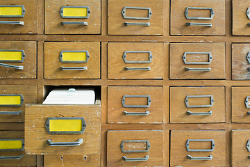 Image showing Old archive with drawers