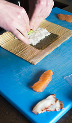 Image showing Sushi in sushi bar