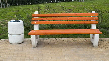 Image showing Wooden benches in a park