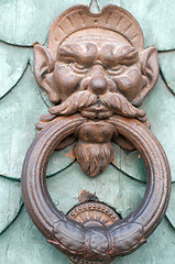 Image showing Vintage knocker door of metal face