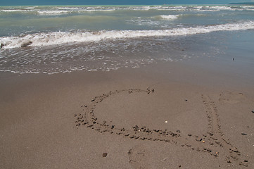 Image showing Love heart on the beach