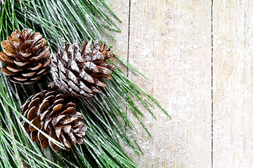 Image showing christmas fir tree with pinecones