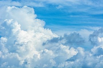 Image showing Large cumulus clouds in a blue sky