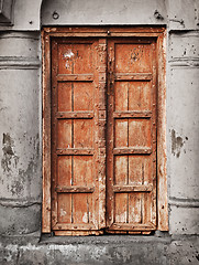 Image showing Old wooden door - Indian architecture