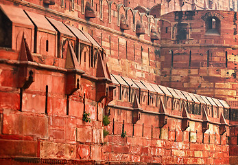 Image showing Constructions of old Indian Red Fort