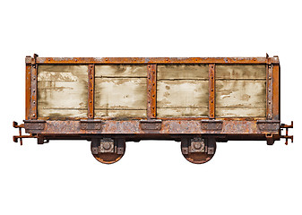 Image showing Vintage car for the narrow-gauge railway on white background