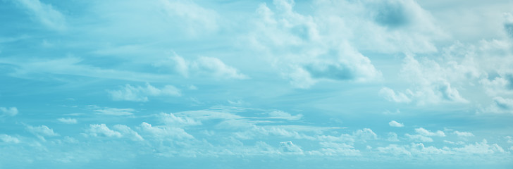 Image showing Panoramic skyscape with clouds - natural background