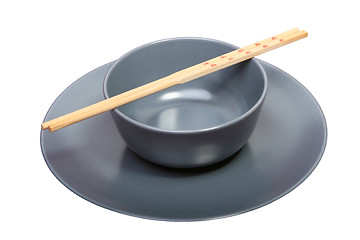 Image showing Bowl with chopsticks