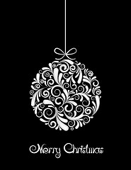 Image showing White Christmas ball on black background.