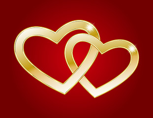 Image showing Two gold hearts