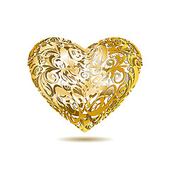 Image showing Gold Openwork Floral Heart