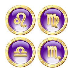 Image showing Set of the Golden Zodiac Signs