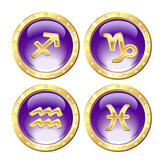 Image showing Set of the Golden Zodiac Signs