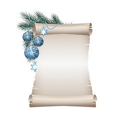 Image showing Christmas blank scroll paper on white background