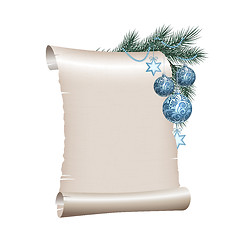 Image showing Christmas blank scroll paper on white background