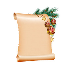 Image showing Christmas blank scroll paper on white background