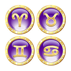 Image showing Set of the Golden Zodiac Signs