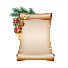 Image showing Christmas blank scroll paper on white background