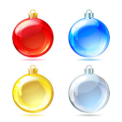 Image showing Set of Glossy Christmas balls on white background.