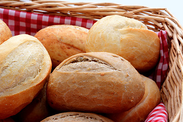 Image showing Tasty fresh bread rolls in a basket