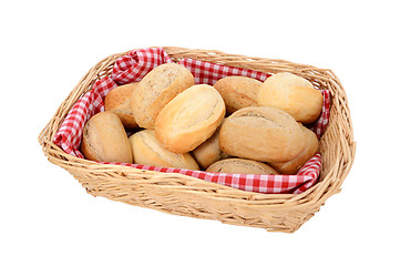 Image showing Basket of freshly baked bread rolls