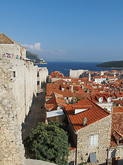 Image showing Dubrovnik, august 2013, fortified old town seen from the fortifi