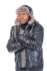 Image showing Young African-American feeling cold