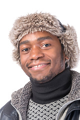 Image showing Portrait of a handsome African-American with hat