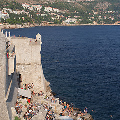 Image showing Dubrovnik, august 2013, Croatia, fortification wall and bar