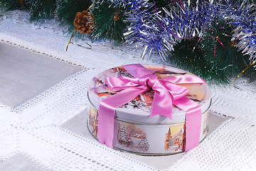 Image showing New year's or Christmas gift in a nice box with the image of win