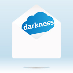 Image showing mail envelope with darkness word on blue cloud