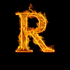 Image showing Fire alphabet letter R