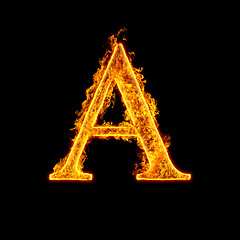 Image showing Fire alphabet letter A