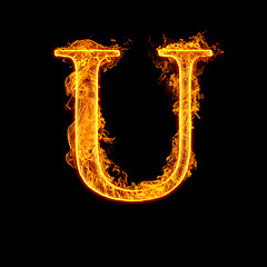 Image showing Fire alphabet letter U