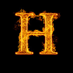 Image showing Fire alphabet letter H